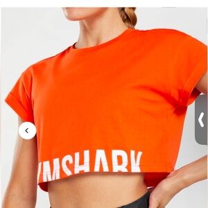 Gymshark Coral Pink Cropped Short Sleeve Graphic Athletic Top